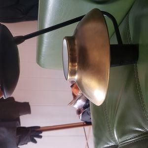 a pair of ceiling mounted lights black brass vintage hard wire